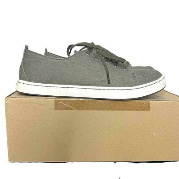 LL Bean Women's Olive Gray Canvas "Campside" Oxford Lace-Up Shoe, Size 9 - Picture 1 of 6